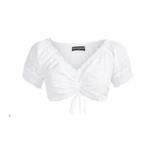 Scarlet Darkness Womens Puff Sleeve Crop Top Size Medium White